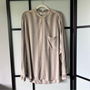 [L] Vintage Men’s Mondo & Marco Italian Made Beige & Grey Soft Button Down Shirt